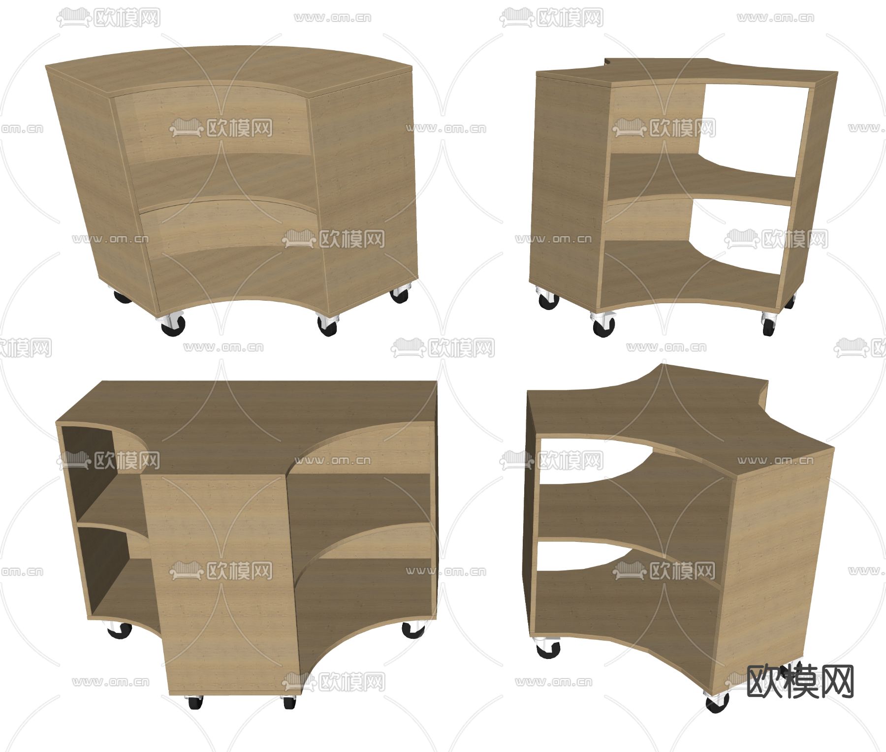 弧形储物柜 异形柜su模型下载（渲染图1）