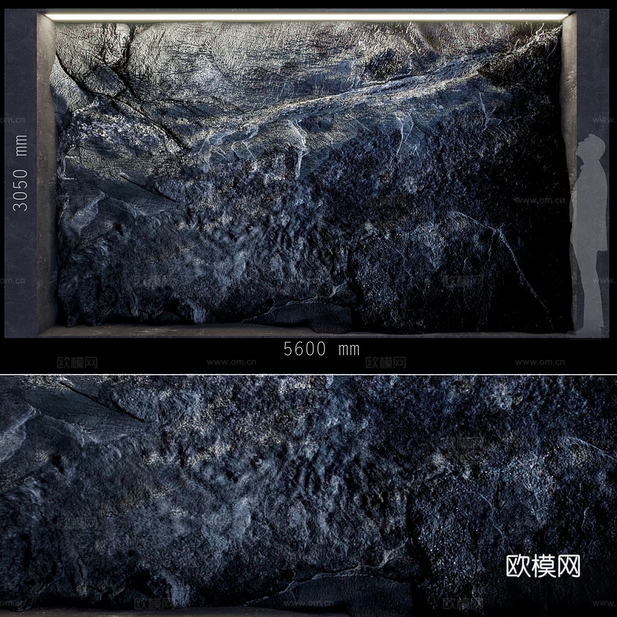 ROCK 黑色装饰墙3d模型