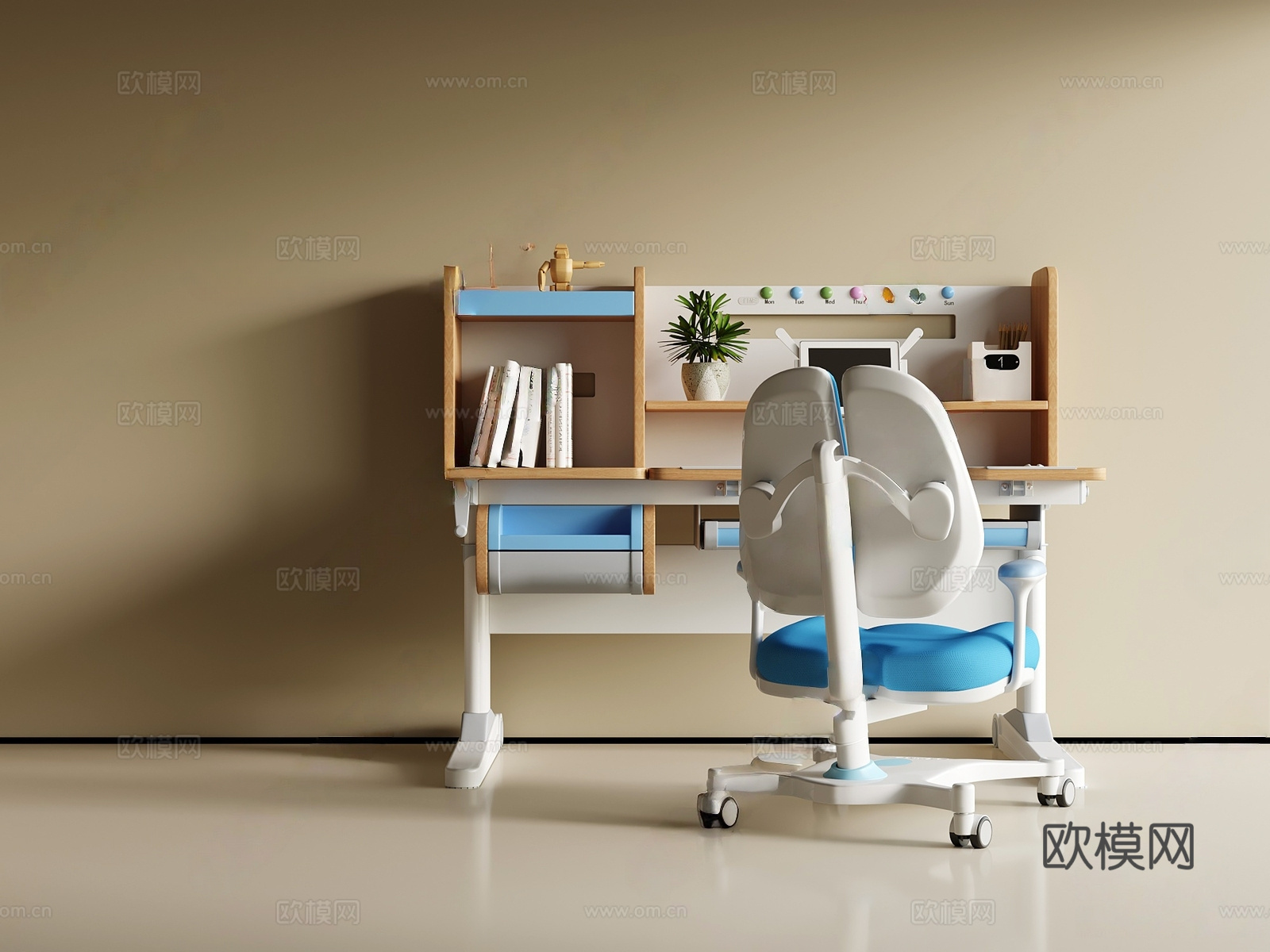 儿童书桌椅3d模型