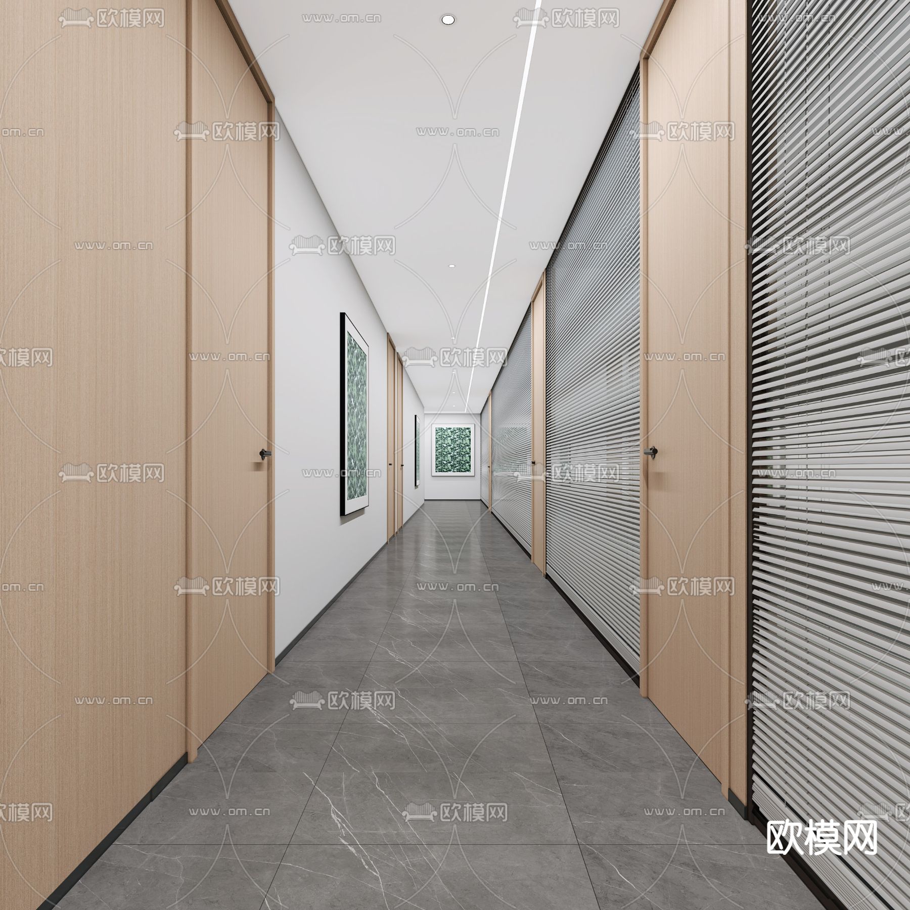 办公室走廊 过道3d模型下载