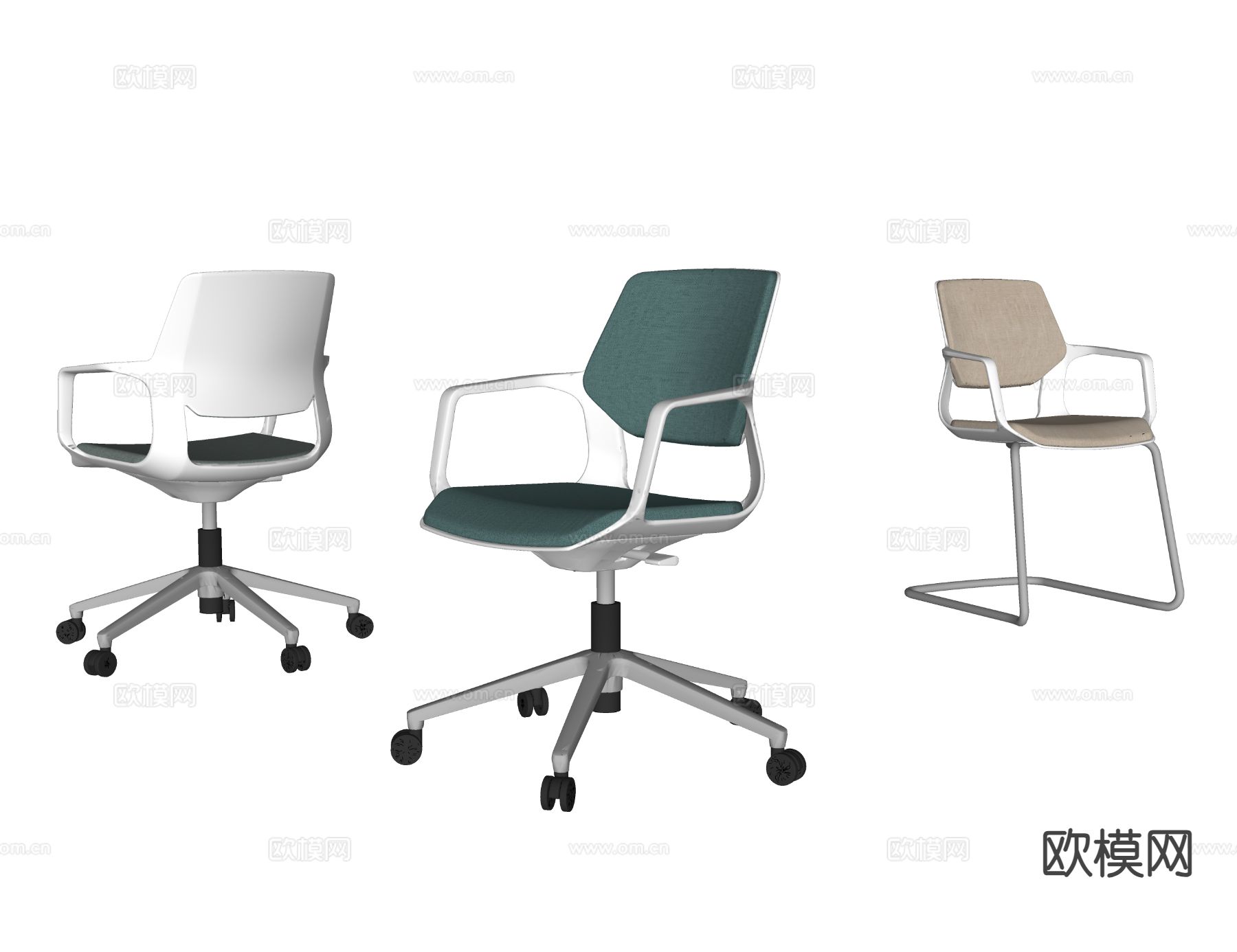 现代办公椅 网椅 员工椅 su模型下载（渲染图1）