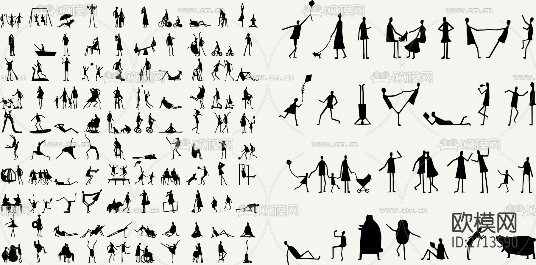 最新各类网红动态人物大全素材cad图库下载（渲染图6）