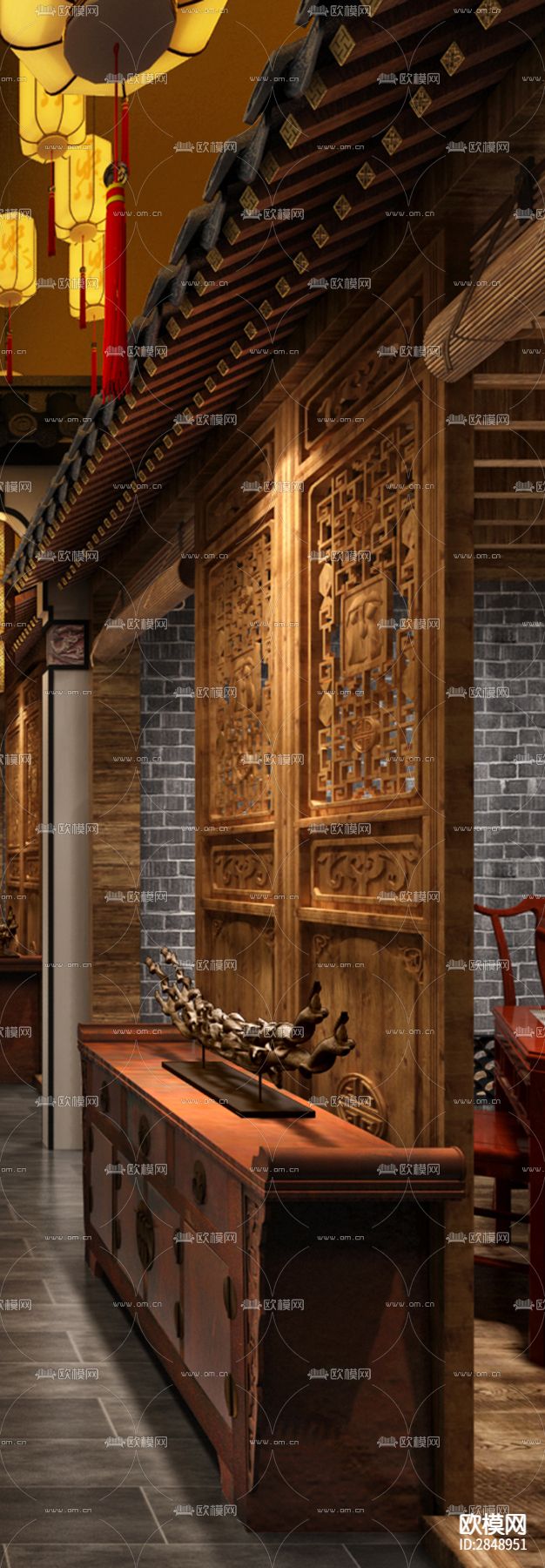 徽派建筑cad大样图下载（渲染图5）