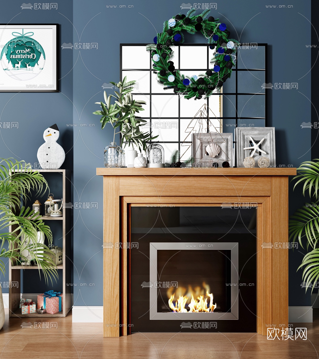 北欧简约壁炉3d模型下载