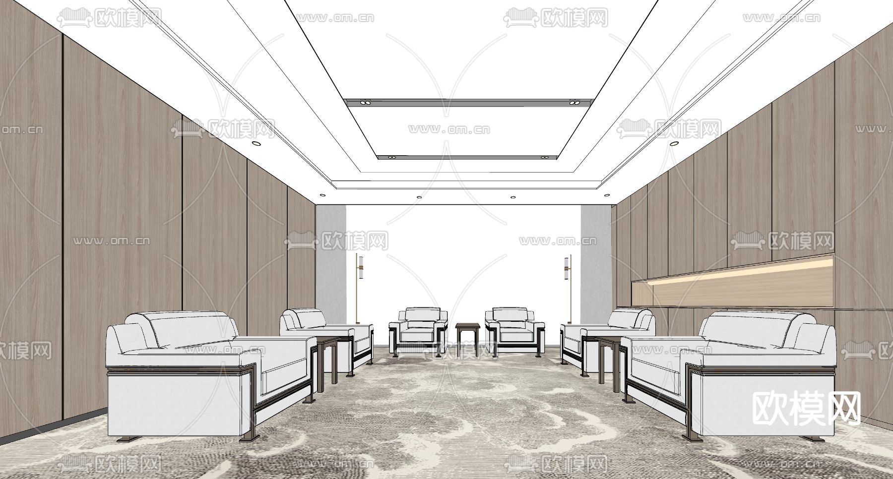 现代接待室su模型下载（渲染图2）