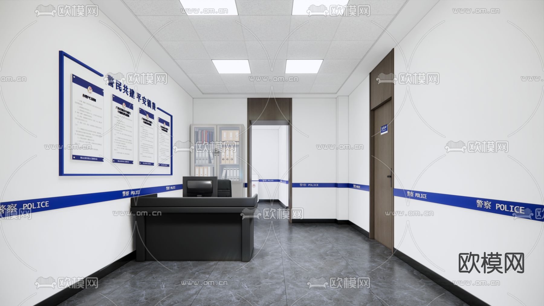 警察局民警 接警室su模型下载（渲染图1）