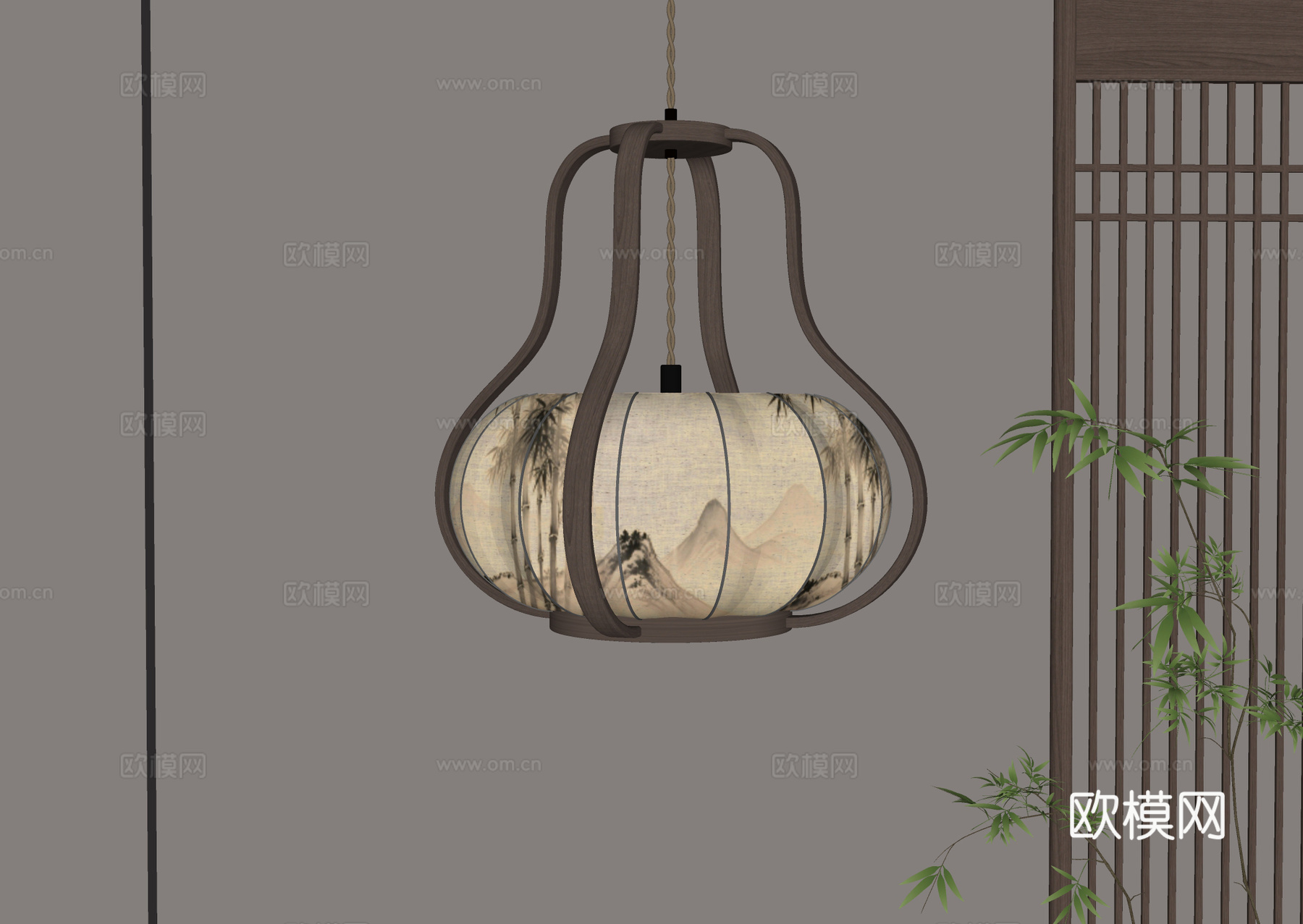 新中式吊灯su模型下载（渲染图2）