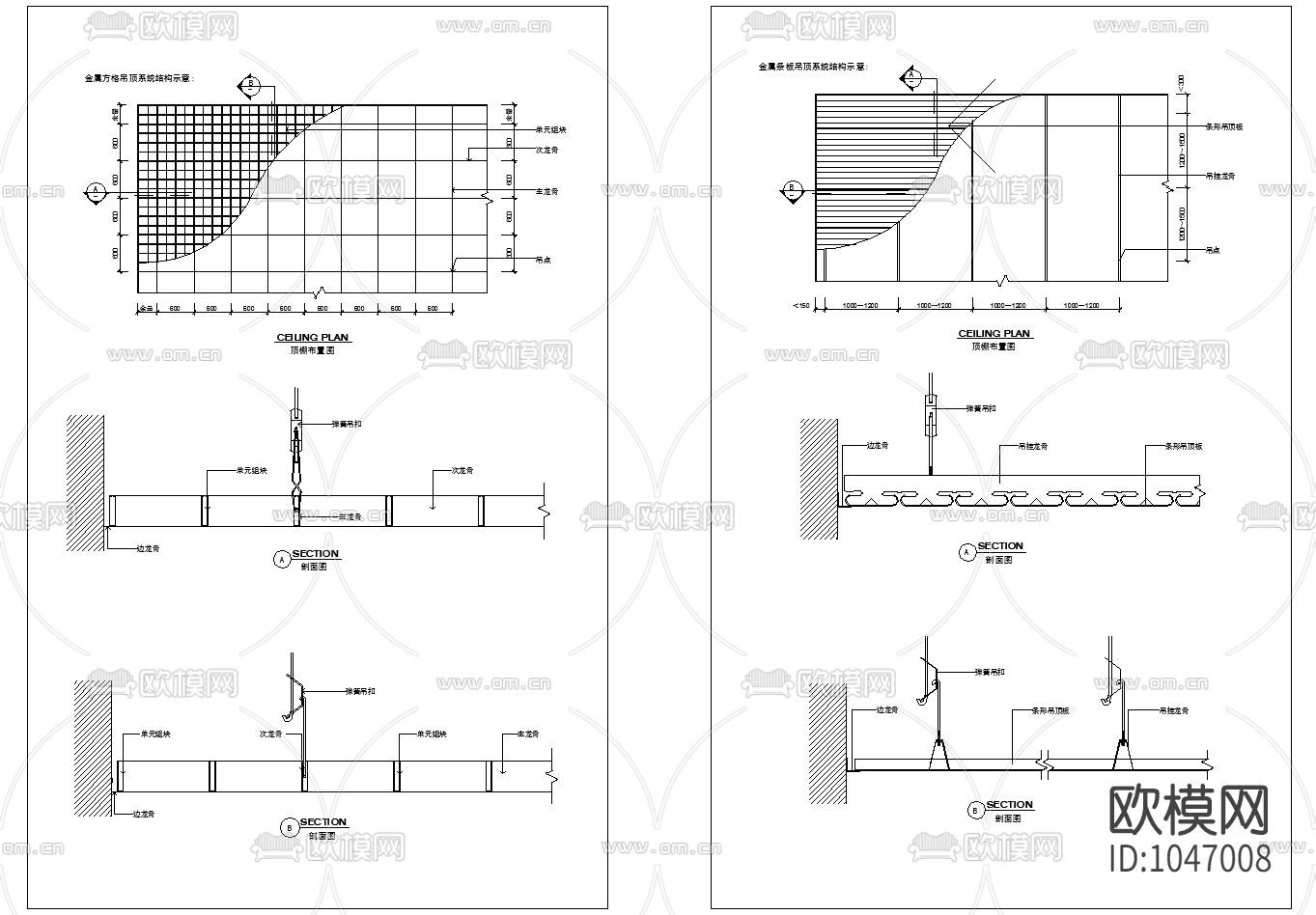 常用立面吊顶剖面节点下载（渲染图4）