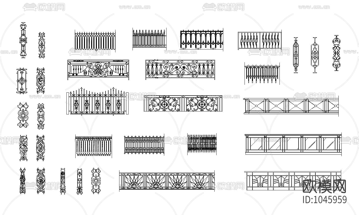 栏杆护栏立面下载