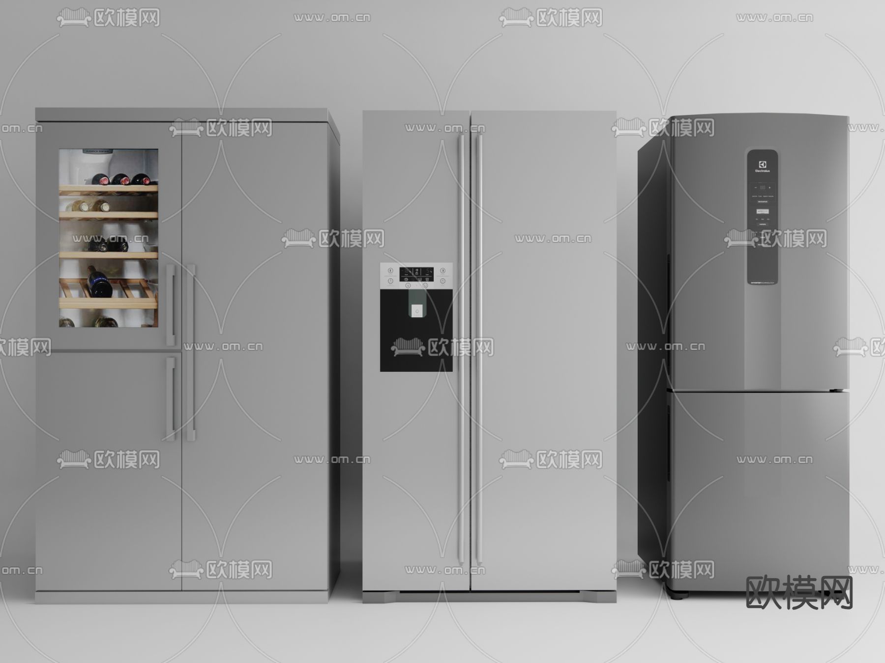 冰箱 双开门冰箱 冷藏柜su模型