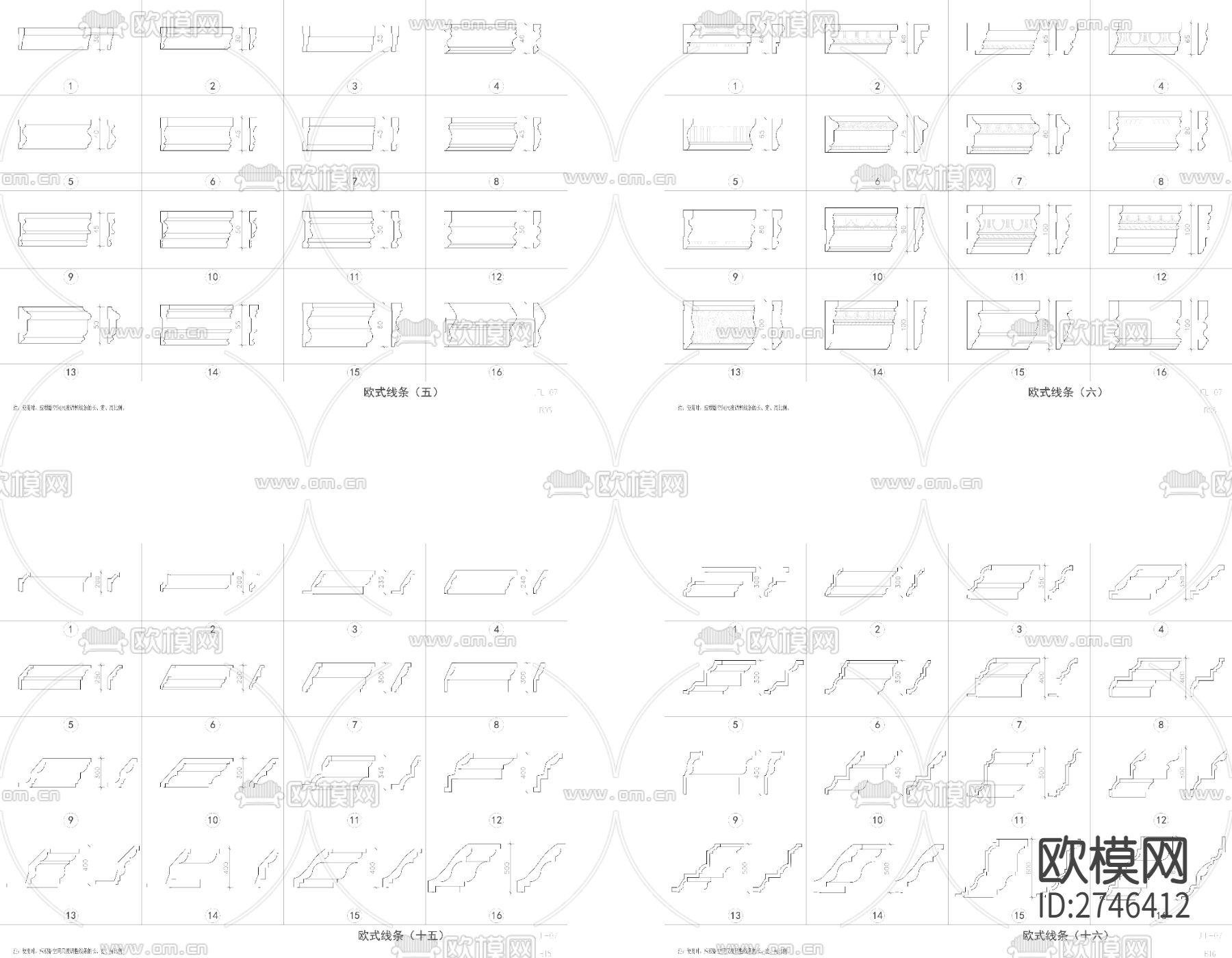 欧式线条cad大样图下载（渲染图1）