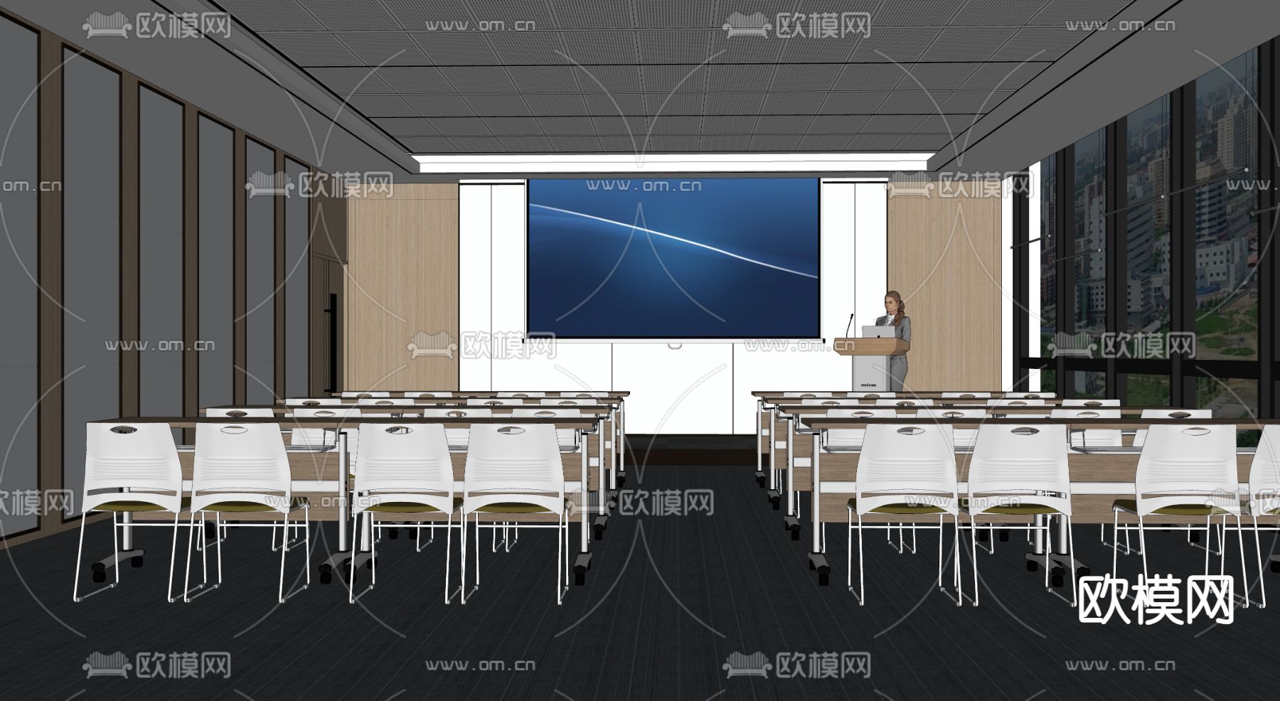 培训室报告厅 会议室su模型下载（渲染图1）