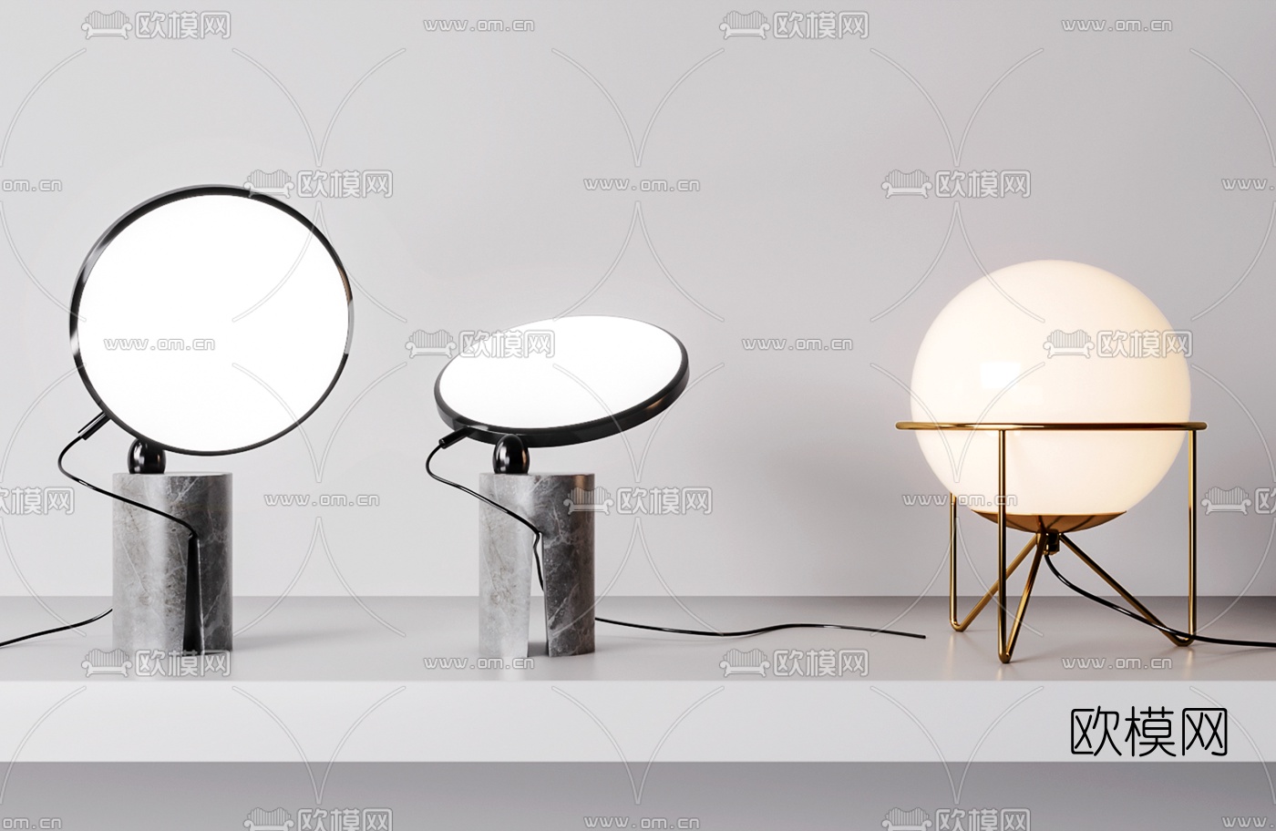 现代时尚台灯3d模型下载（渲染图2）