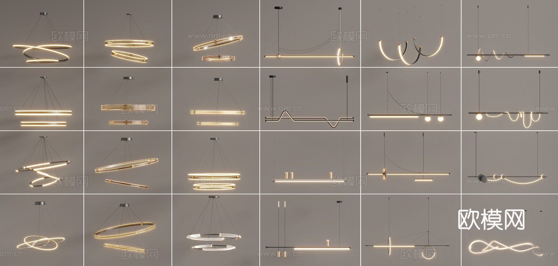 现代吊灯组合3d模型下载