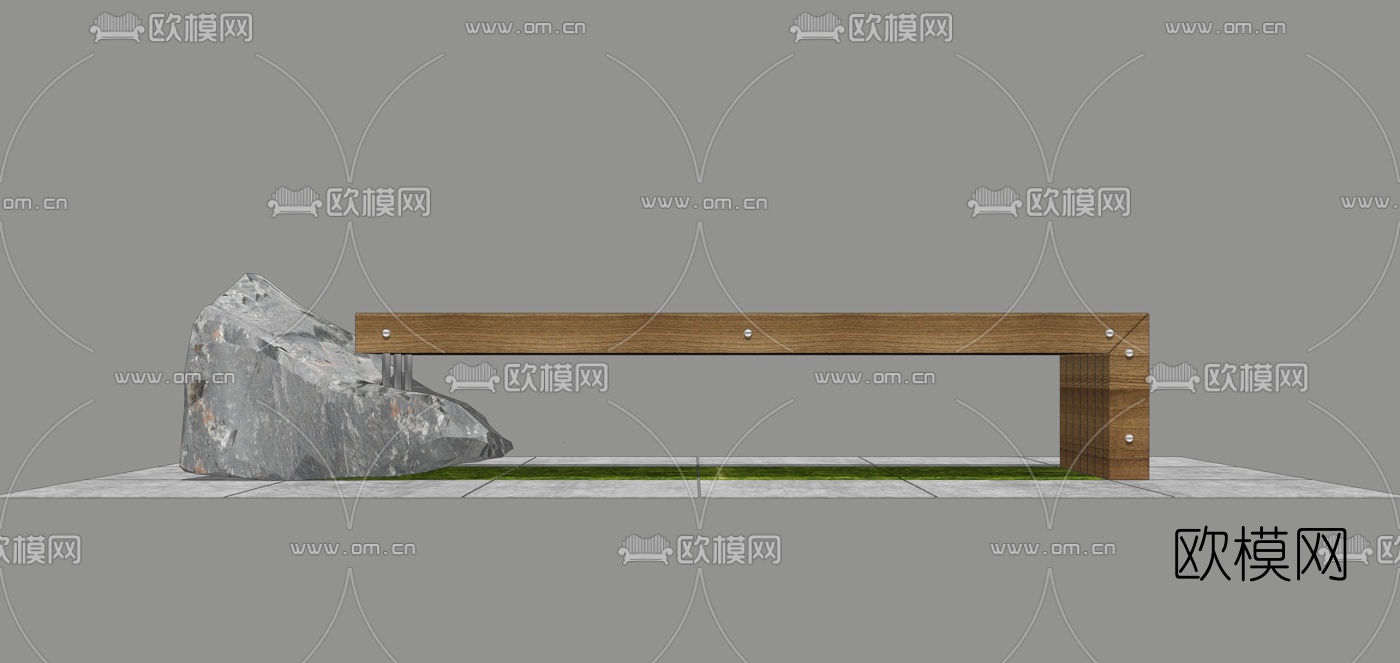 现代户外公用椅su模型下载（渲染图1）