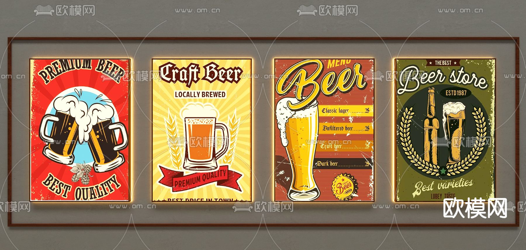 酒吧装饰灯箱 广告灯箱 网红灯箱3d模型下载