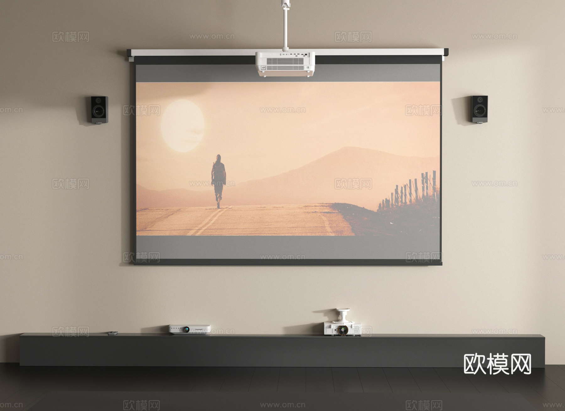 投影仪 投影幕布3d模型