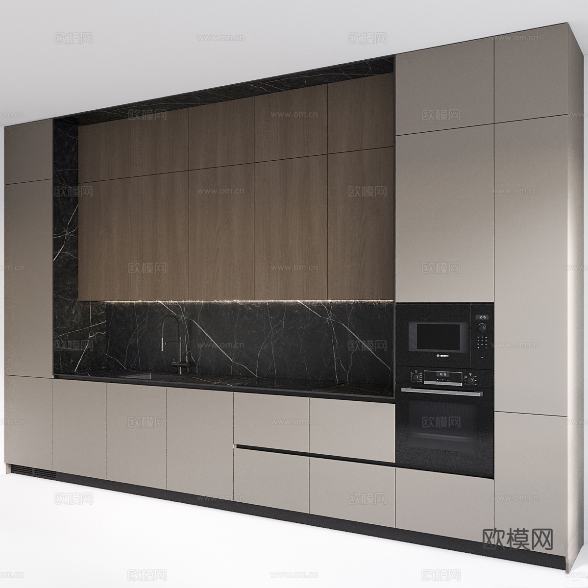 现代意式极简橱柜3d模型