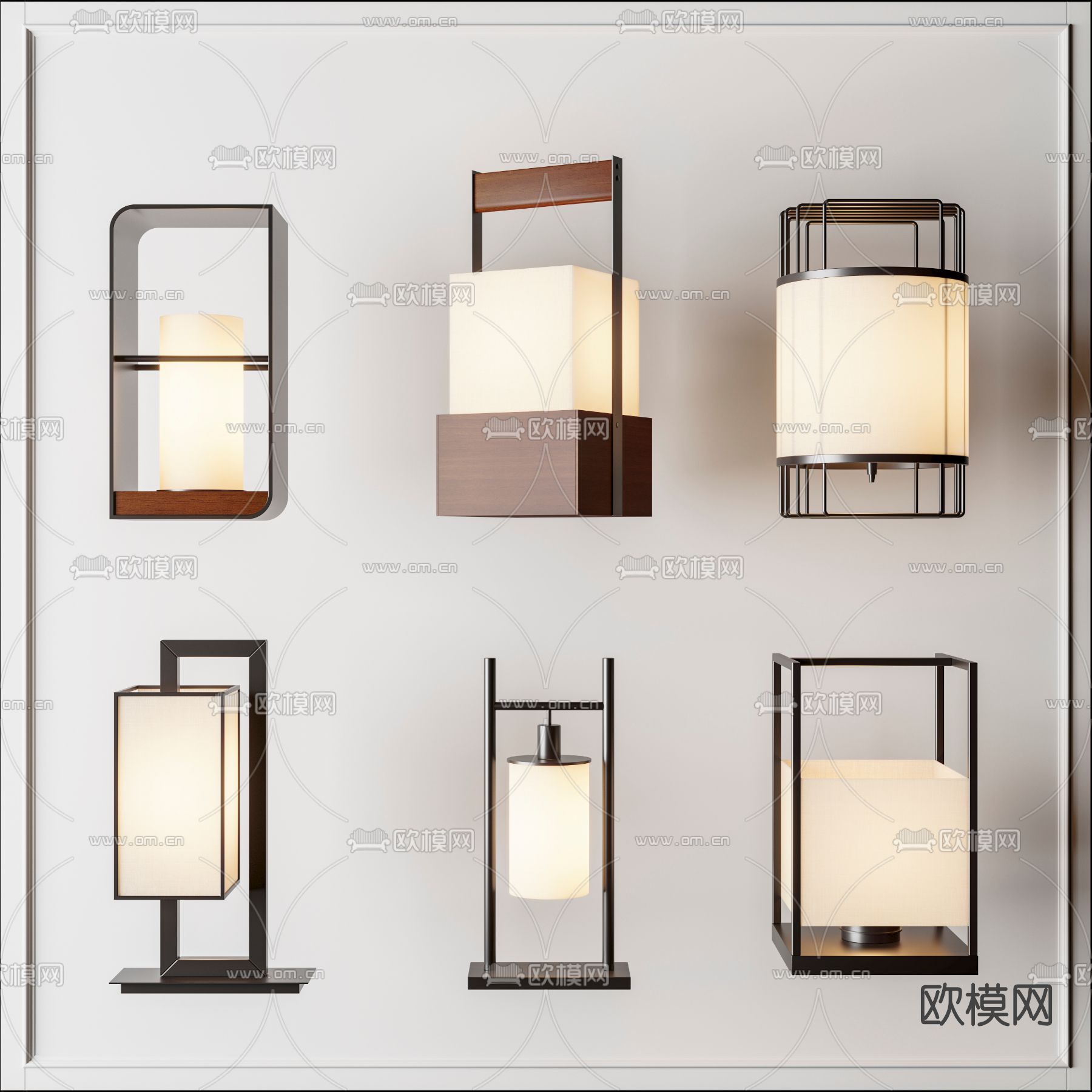 新中式轻奢台灯3d模型下载