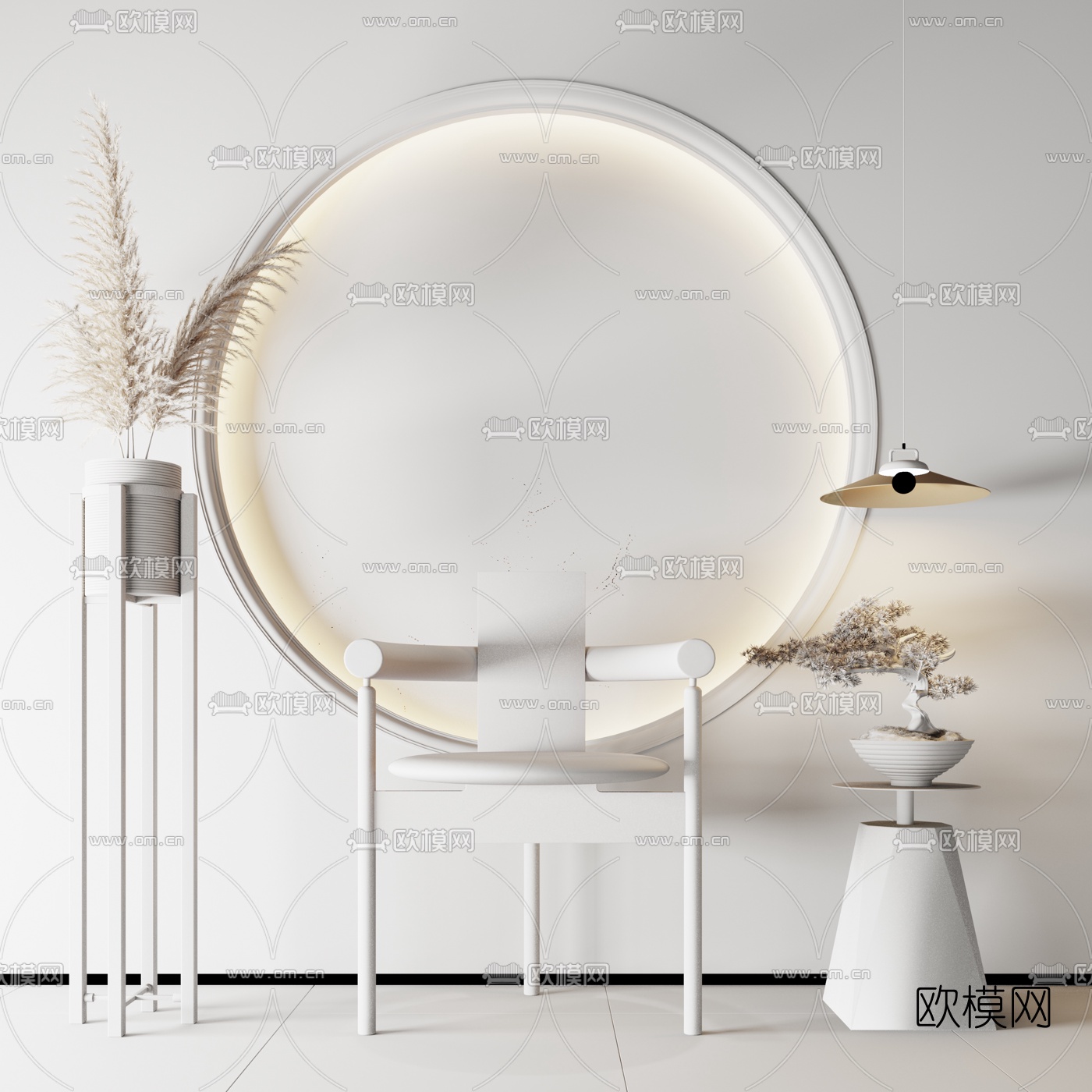 新中式创意扶手单椅3d模型下载（渲染图2）