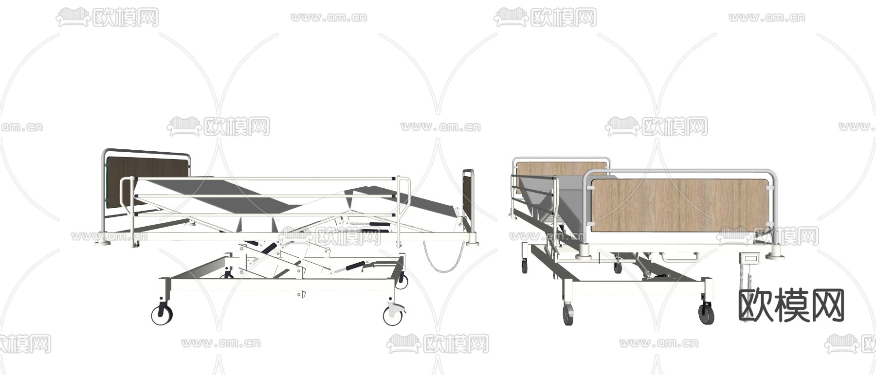现代病床su模型下载（渲染图2）