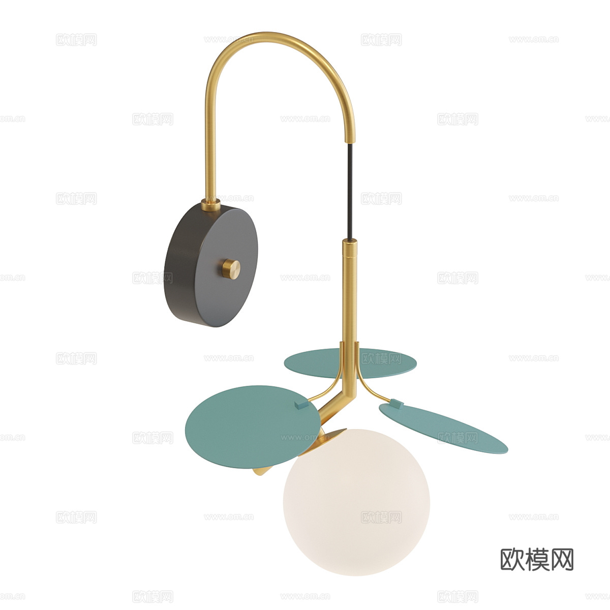 现代轻奢金属玻璃儿童壁灯3d模型