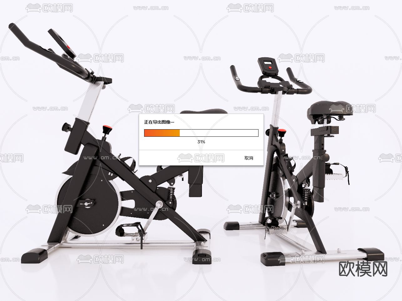动感单车 健身器材 脚踏机su模型