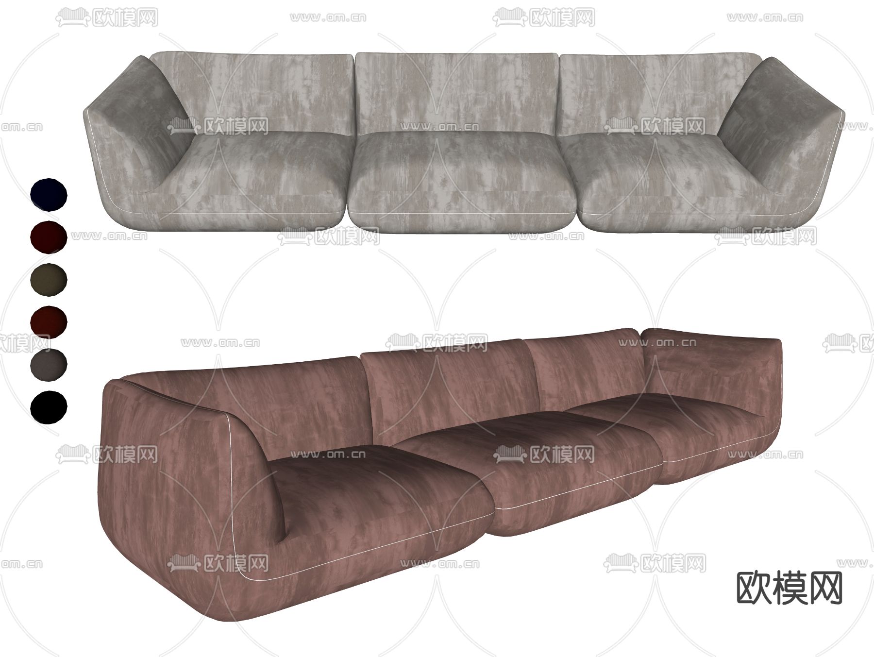 现代多人沙发su模型