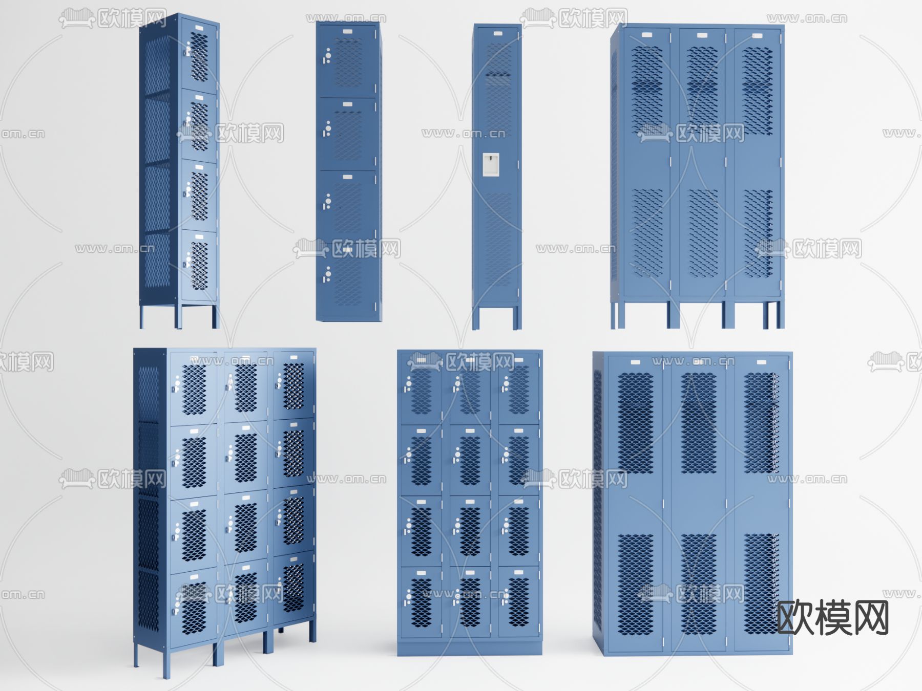 通风储物柜 网格铁皮柜 镂空仓库柜su模型