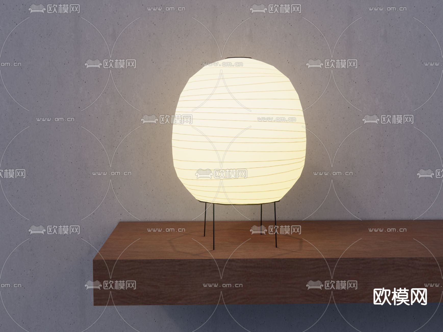 AKARI日式台灯su模型下载（渲染图1）