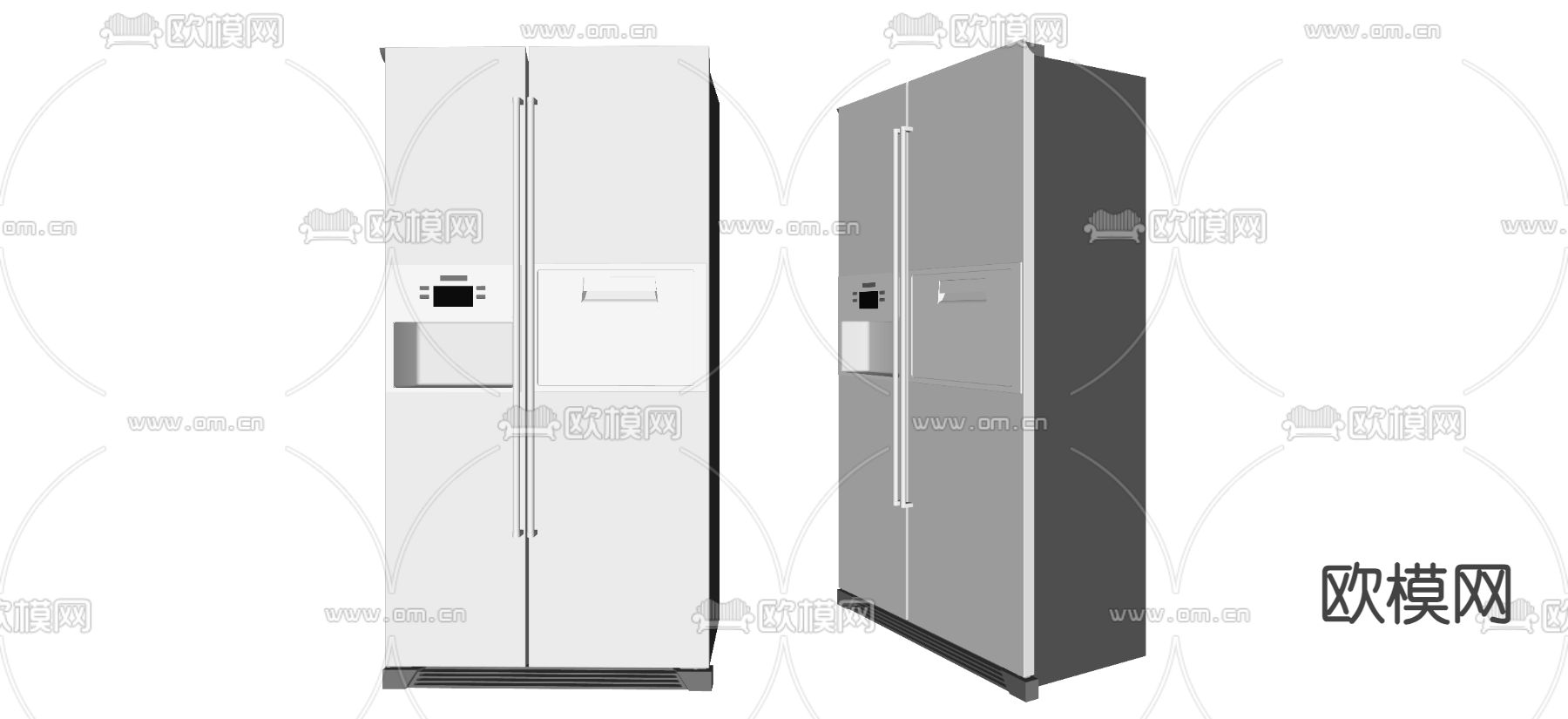 现代双开门冰箱su模型