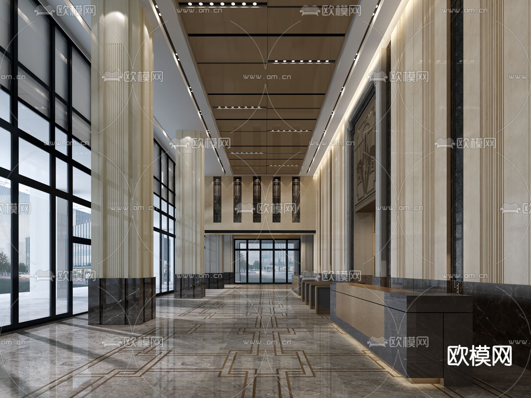 办公大堂su模型下载（渲染图3）
