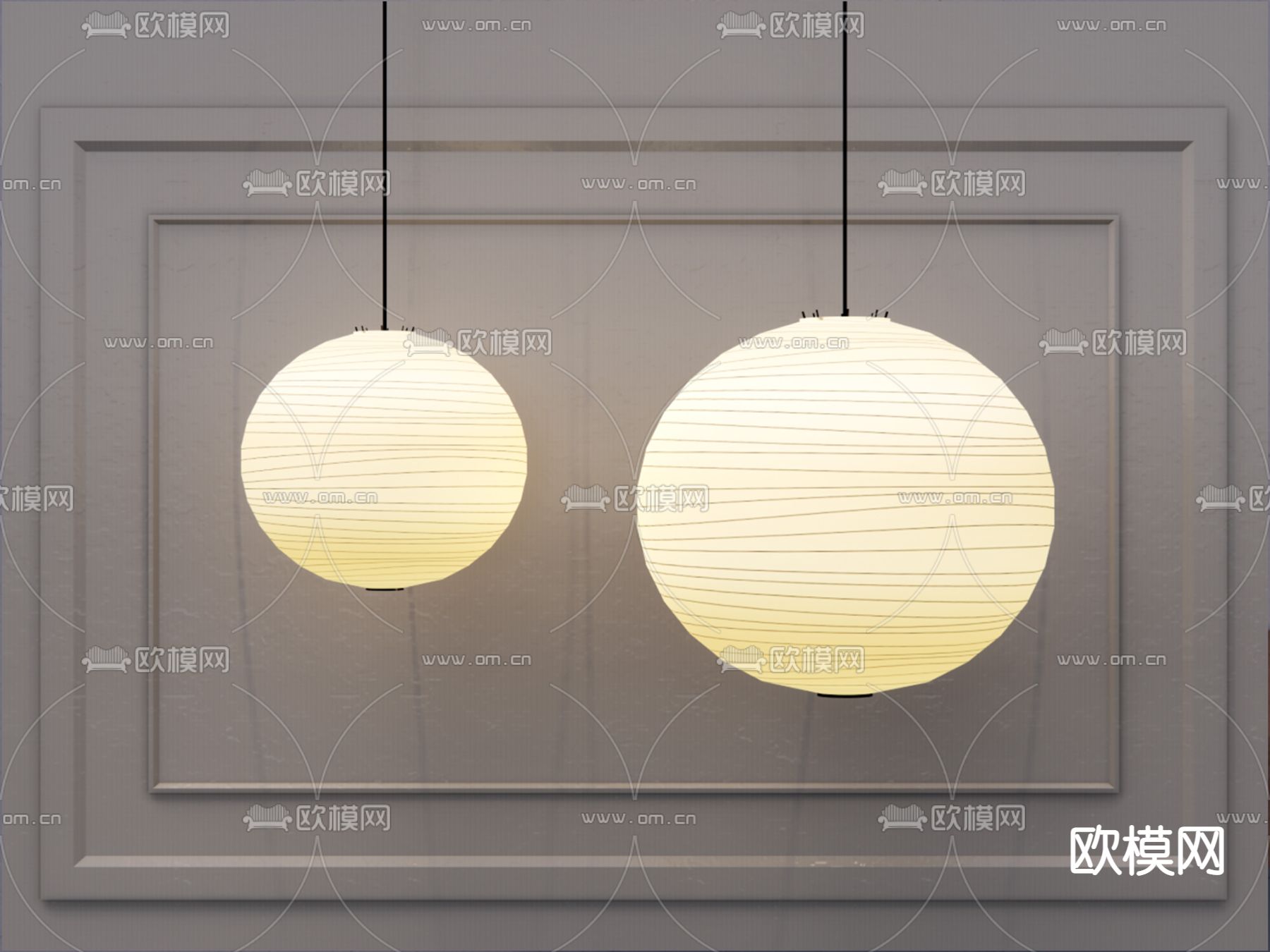 侘寂吊灯su模型下载（渲染图1）