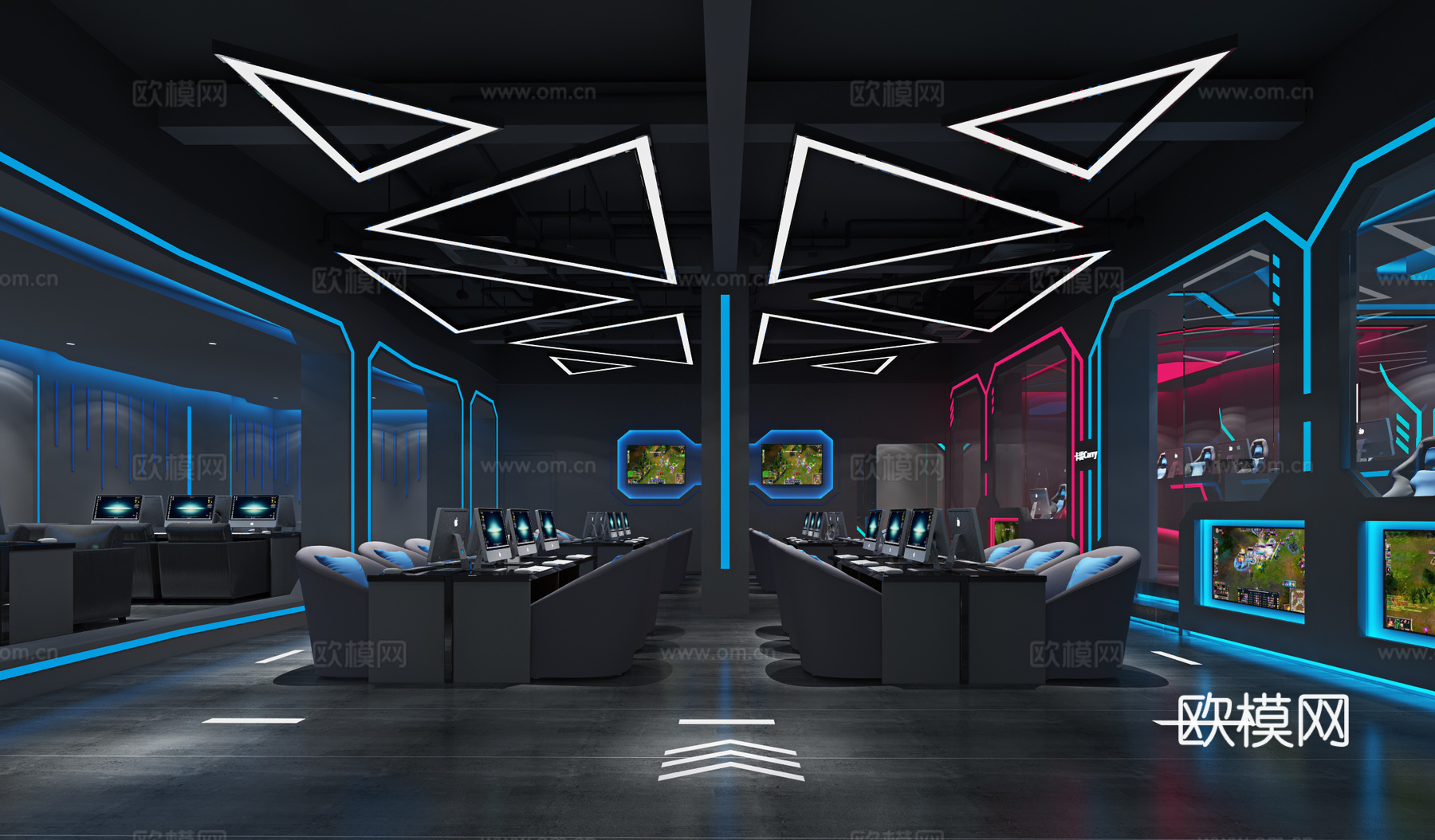 现代网咖 网吧 电竞 娱乐场所3d模型