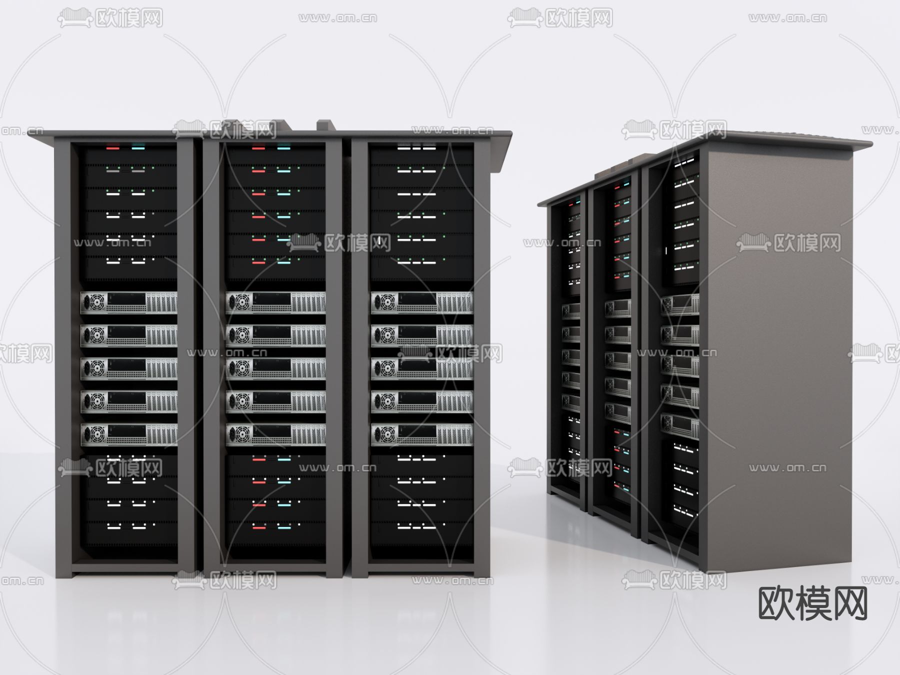 现代服务器机柜su模型下载（渲染图1）