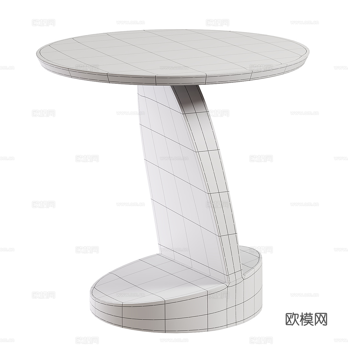 现代意式实木圆边几3d模型