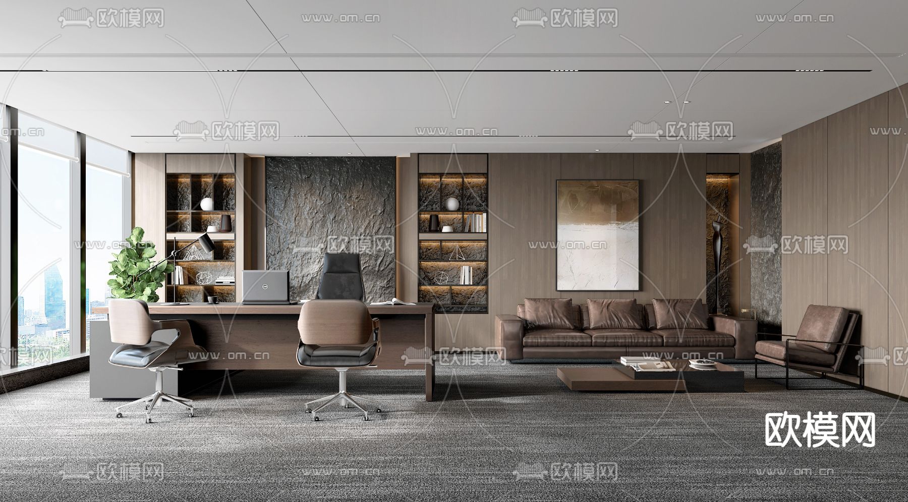 现代总经理室 董事长室3d模型下载
