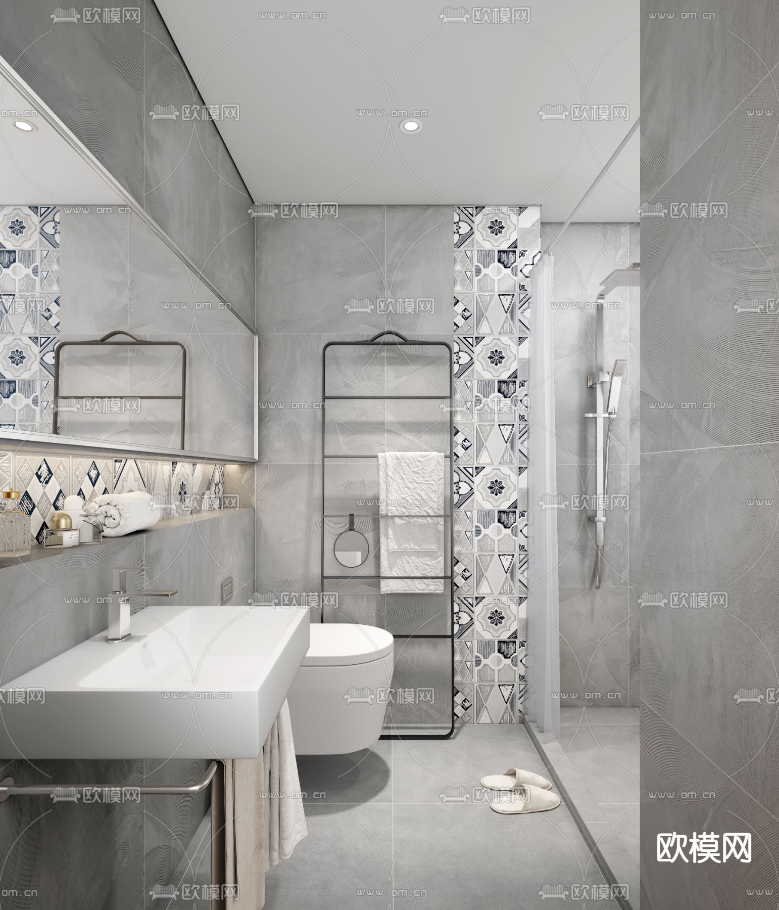 北欧卫生间su模型下载（渲染图1）