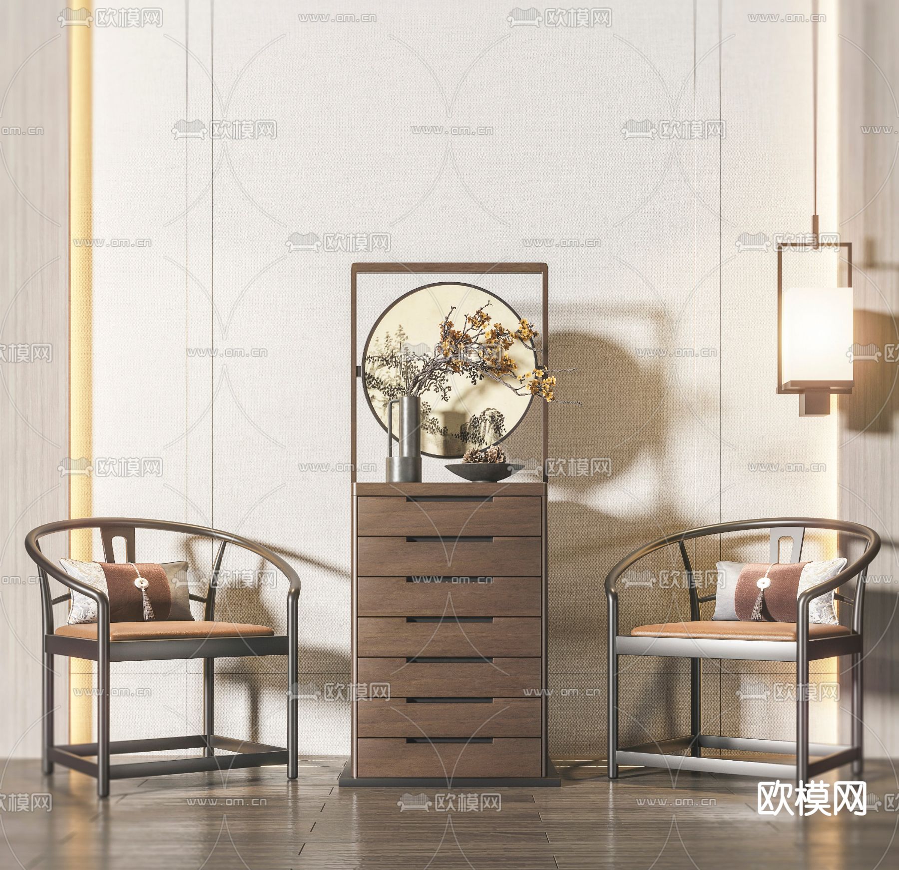 新中式实木圈椅3d模型下载