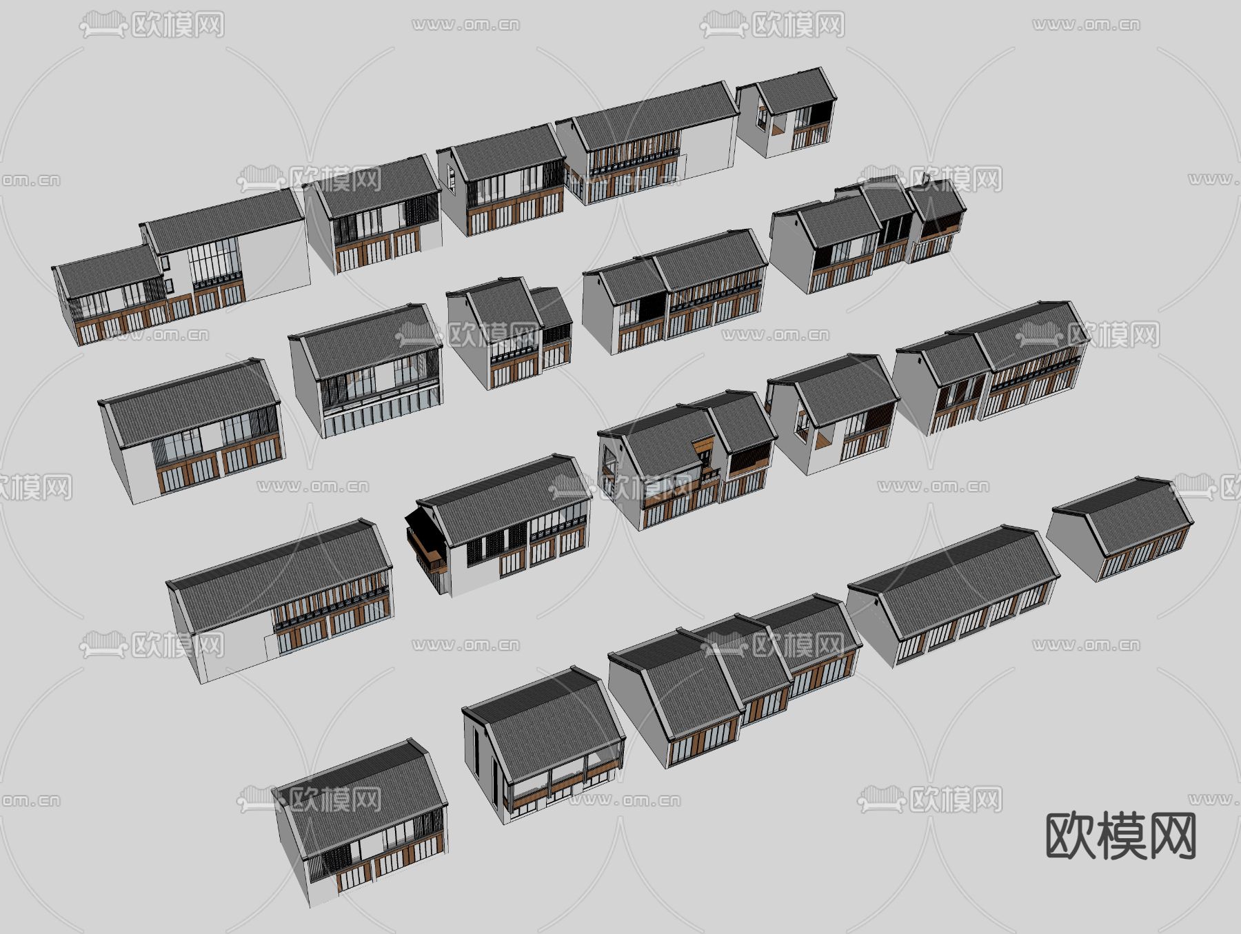 新中式乡村民房 古建筑su模型下载（渲染图2）