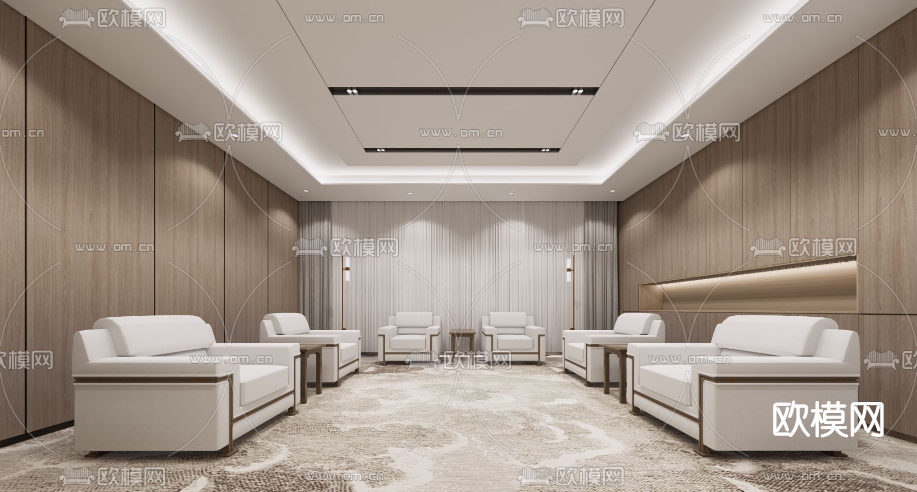 现代接待室su模型下载（渲染图1）