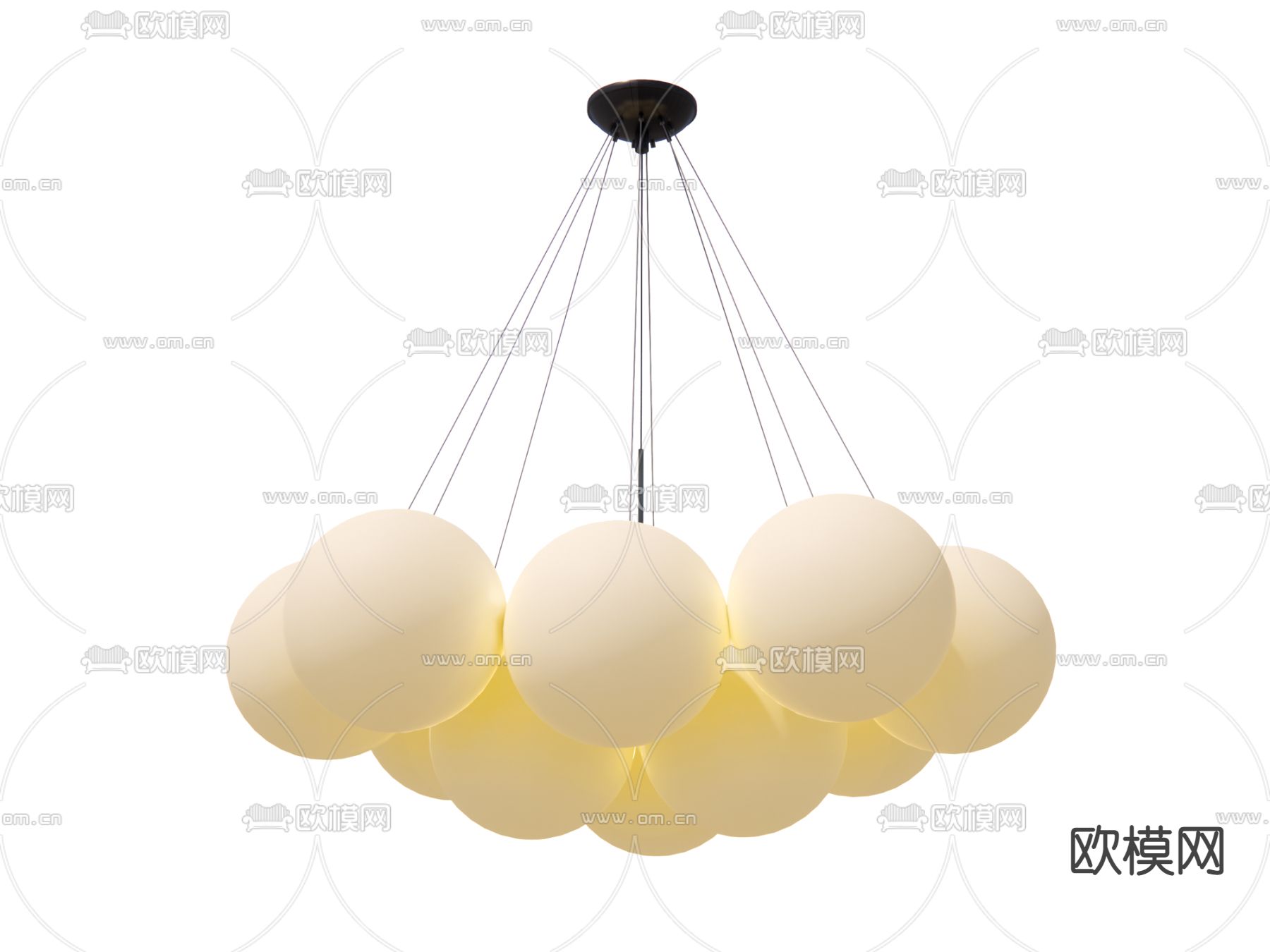 法式气球吊灯su模型下载（渲染图1）