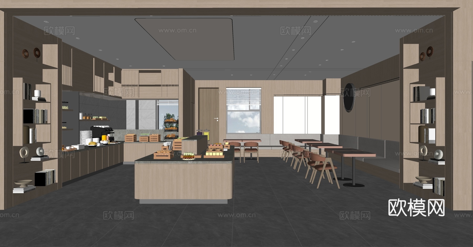 现代自助餐厅 酒店自助餐厅 自助餐厅明档 自助餐区 自助餐台su模型下载（渲染图2）