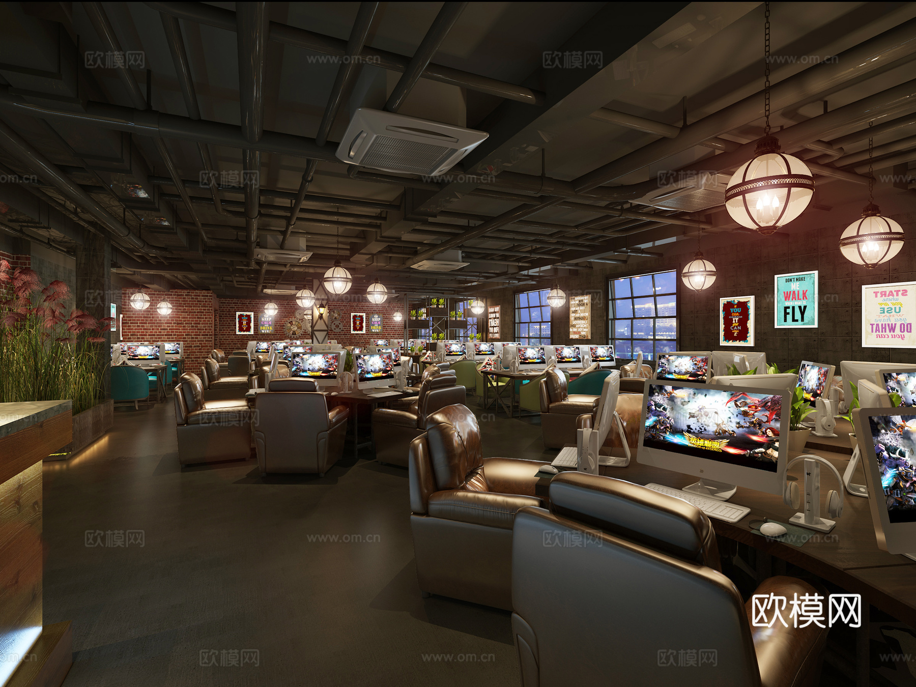 现代网咖 网吧 电竞 娱乐场所3d模型