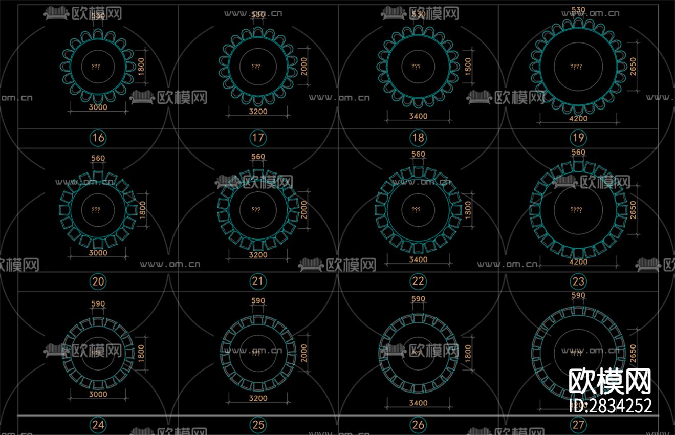 沙发餐桌床卫浴厨房灯具cad图库下载（渲染图2）