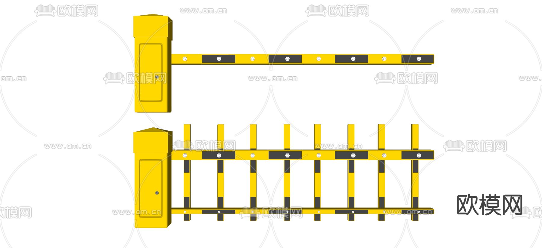 现代道闸杆 门禁出入口 小区起落杆su模型