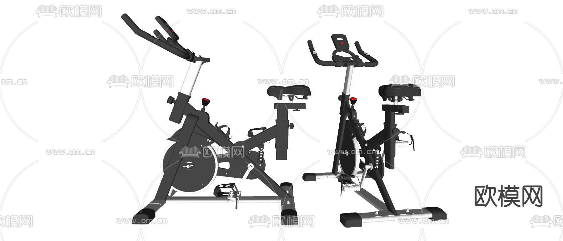 动感单车 健身器材 脚踏机su模型
