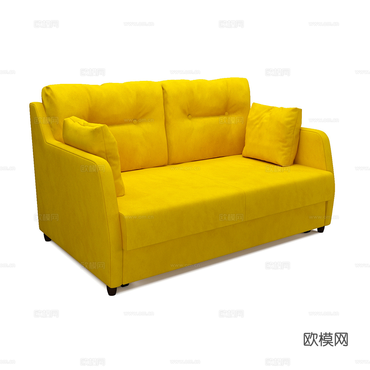 现代简约双人沙发 双人沙发 简约沙发 黄色沙发 客厅沙发3d模型