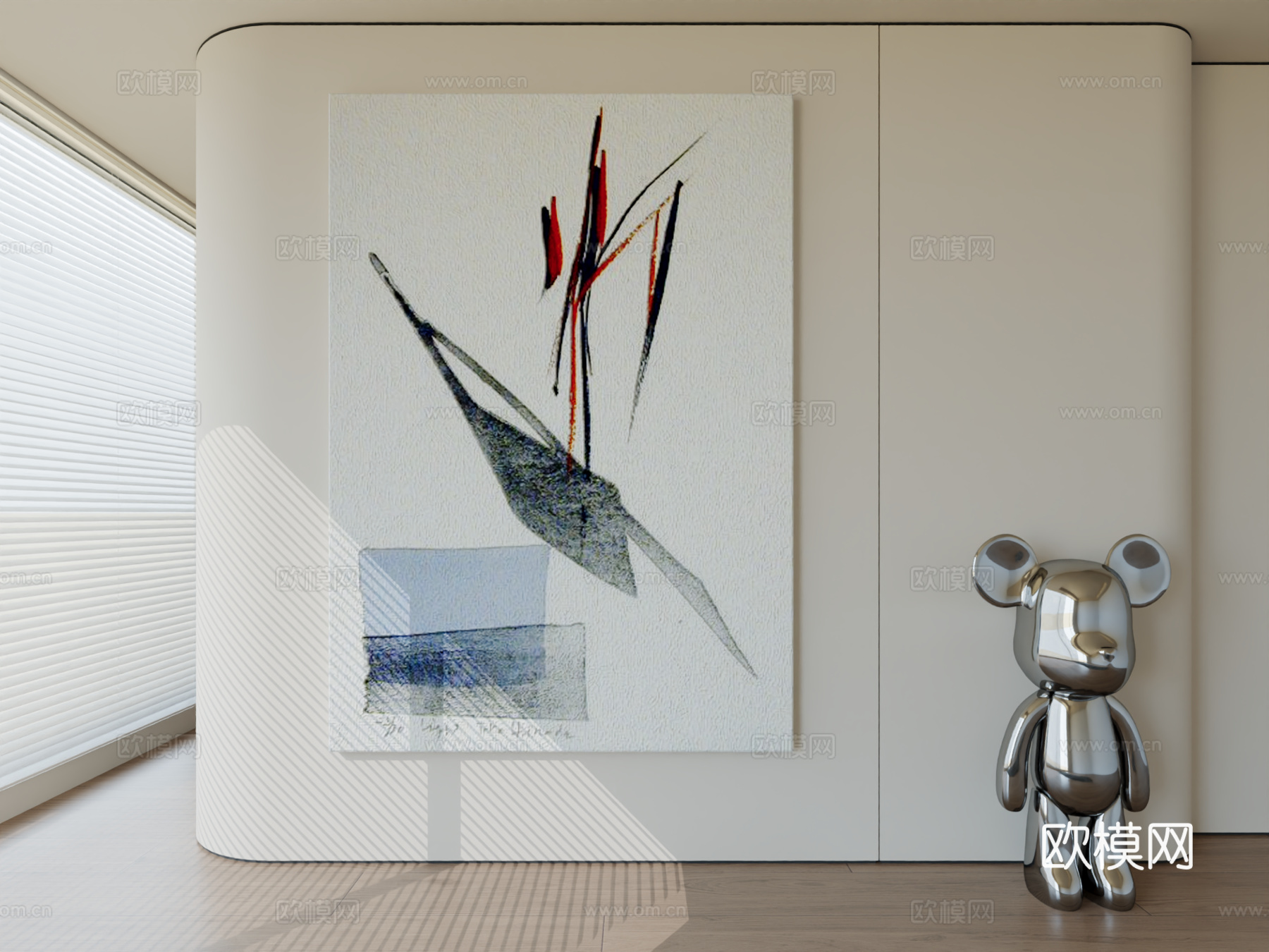 现代极简挂画抽象艺术挂画3d模型