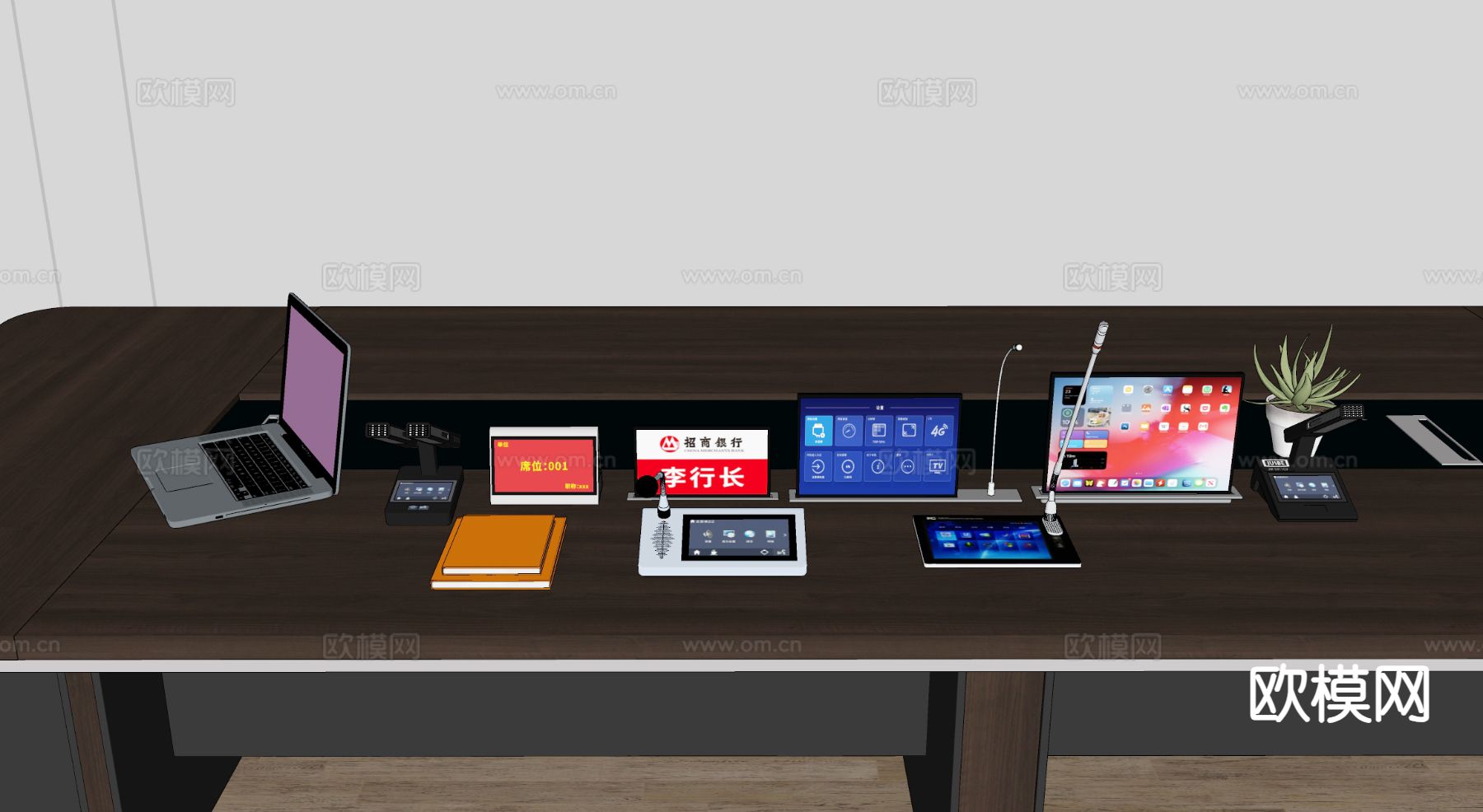 办公用品 话筒 升降屏 一体机 会议设备su模型下载（渲染图1）